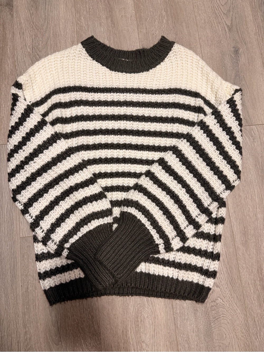 Kori Black and Cream Striped Crewneck Sweater